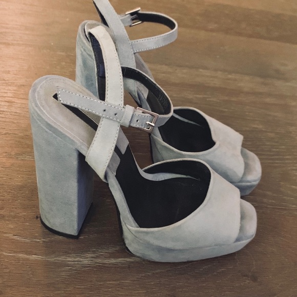Zara Platform Chunky Strap Heels in Baby Blue - Picture 2 of 3